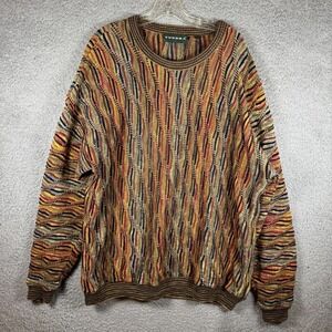 Vintage 90's Tundra Canada Coogi Style 3D Knit Multicolor Sweater Size XL